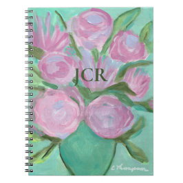 Cuaderno Pétalos monogramados en portátiles rosados