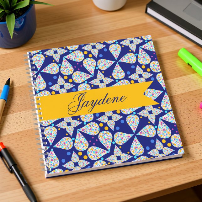 Cuaderno Pétalos Y Puntos De Flor Brillantes Y De Marina (Customize it and it will be your perfect companion on those study days and nights.)