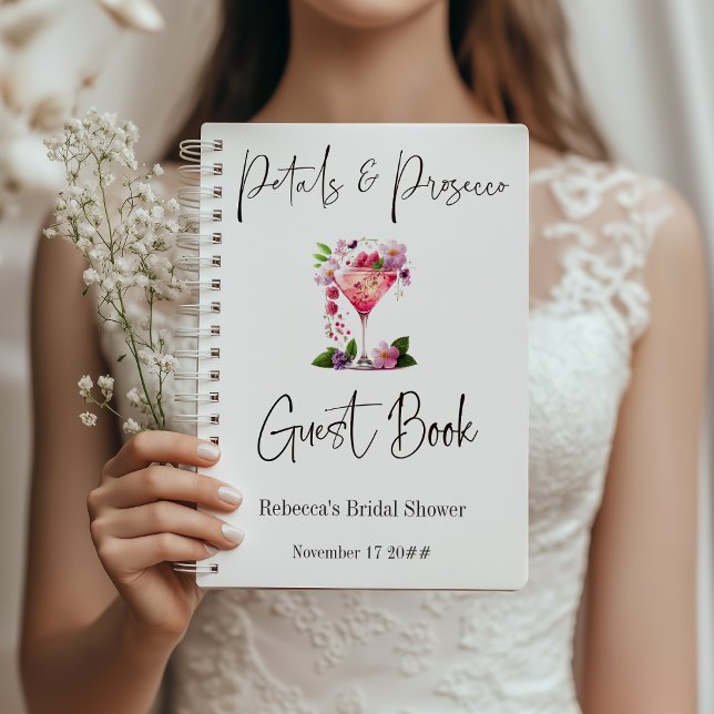 Cuaderno Petals & Prosecco Pink Floral Bridal Shower Guest (Subido por el creador)