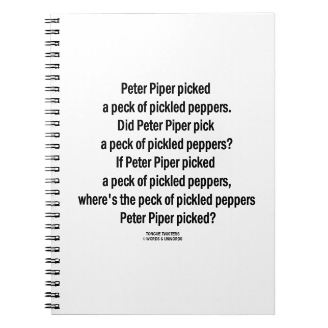 Cuaderno Peter Piper Recogió Un Cuello De Pimientos Pickled (Frente)
