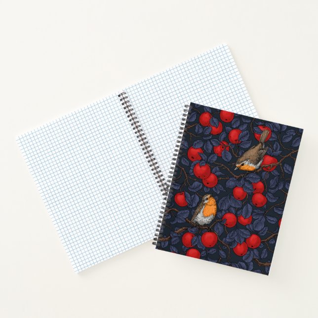 Cuaderno Petirrojos en el manzano/azul y rojo  (Interior)