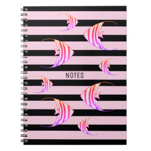 Cuaderno Pez Ángel Personalizado Moderno Femenino Negro y R