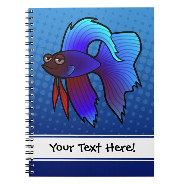 Cuaderno Pez Betta de Dibujos Animados / Pez de Lucha Siamé (Frente)