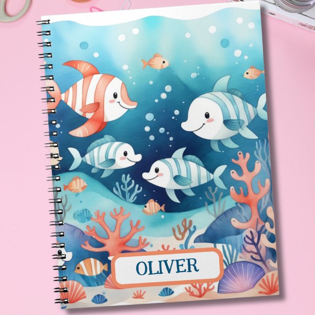 Cuaderno Pez Coral Acuarela Personalizado Lindo  (Subido por el creador)
