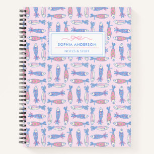 Cuaderno Pez Kawaii Estético Femenino con Lazo Personalizad