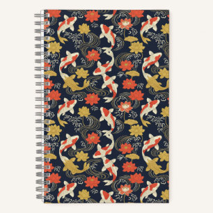 Cuaderno Pez Koi Elegante y Patrón de Loto