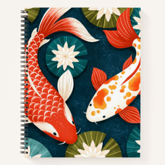 Cuaderno Pez Koi Japonés Jardín Zen Flores de Loto