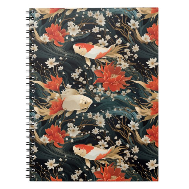 Cuaderno Pez Koi Japonés Patrón Continuo (Frente)