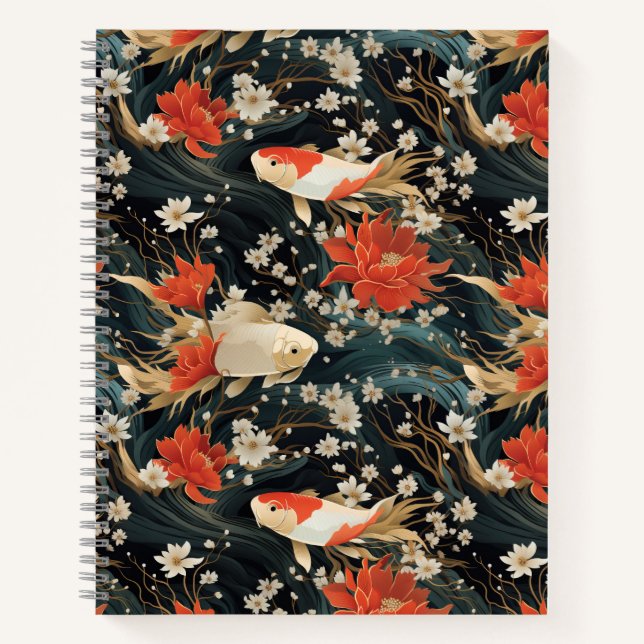 Cuaderno Pez Koi Japonés Patrón Continuo (Anverso)