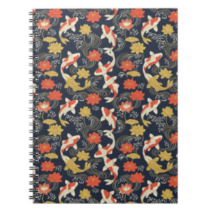 Cuaderno Pez Koi y Patrón de Loto Elegante