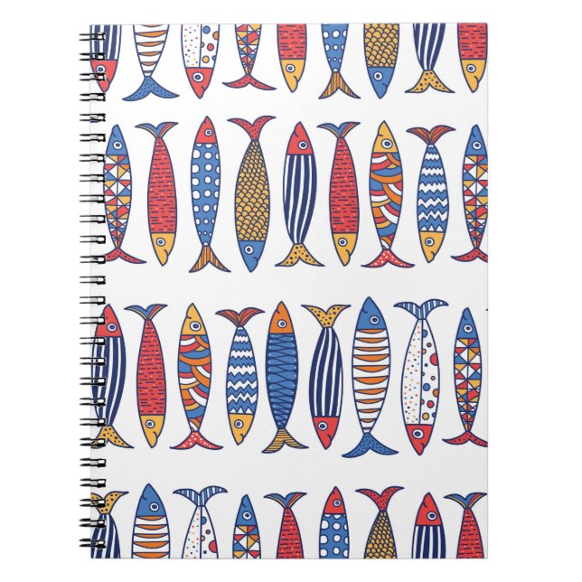 Cuaderno Pez lindo. Fondo para niños. Patrón continuo. (Frente)