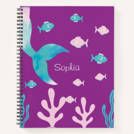 Cuaderno Pez Sirena Bajo el Mar Chicas Moradas Escuela