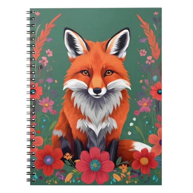 Cuaderno Pezo rojo y flores (Frente)