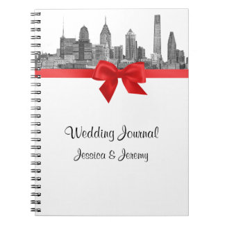 Cuaderno Philadelphia Skyline Etch BW Red Planner Journal