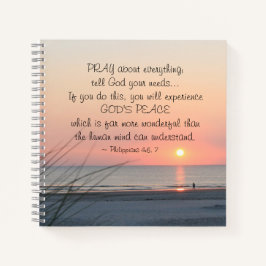 Cuaderno Philippians 4:6 Pray About Everything Ocean Sunset