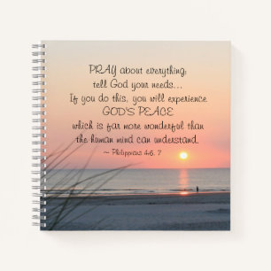 Cuaderno Philippians 4:6 Pray About Everything Ocean Sunset
