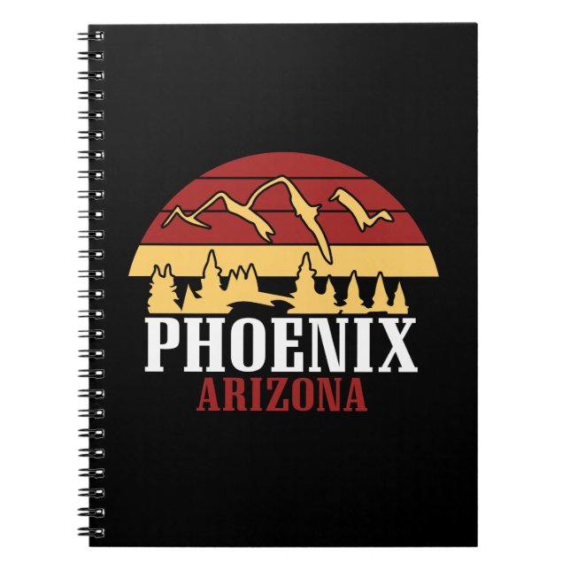 Cuaderno Phoenix Arizona Skyline Art Print Retro Sunset (Frente)