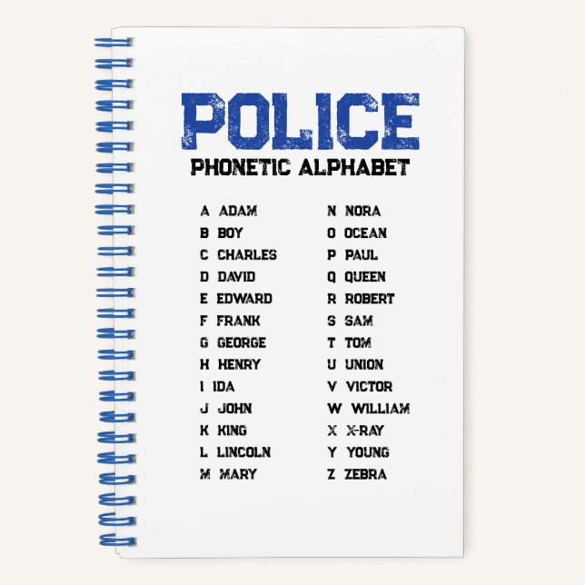 Cuaderno Phonetic Alphabet Police Spiral Notebook Blue (Anverso)