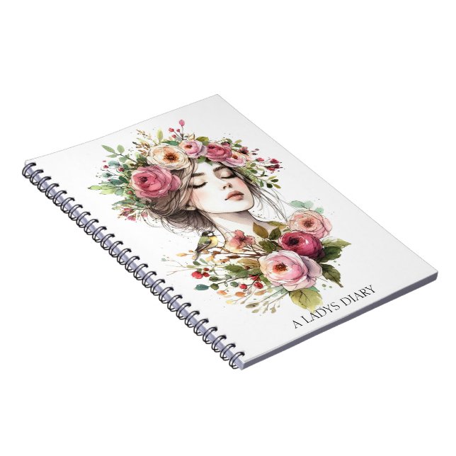 Cuaderno Photo Notebook Diary Women with Roses-Wreath (Lado Derecho)