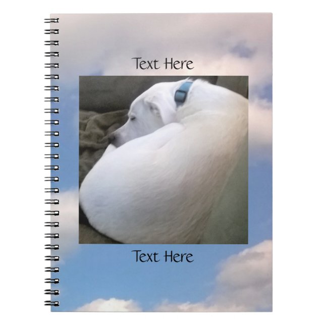 Cuaderno Photo of Cute Puppy Dog Sleeping Cloudy Sky Blue (Frente)