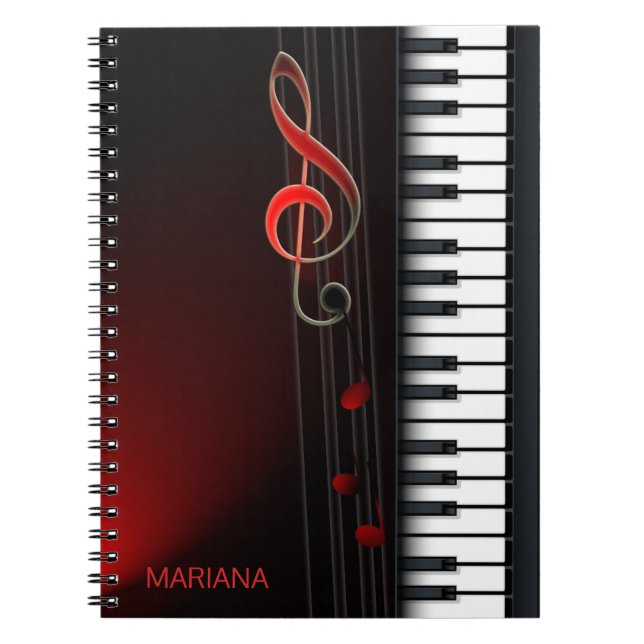 Cuaderno Piano Abstracto Negro Y Tinta Roja (Frente)