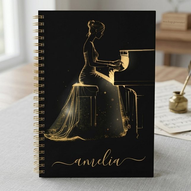 Cuaderno Piano de cola personalizado Lady artístico negro d (Subido por el creador)