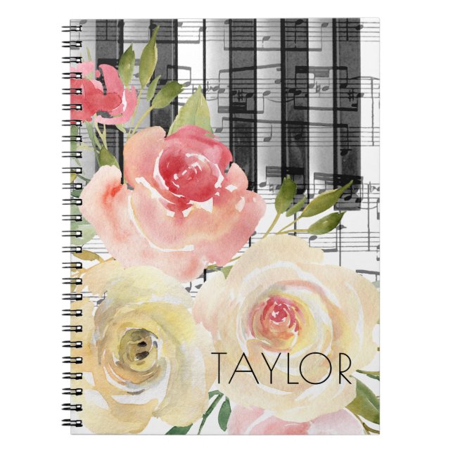 Cuaderno piano de flores acuáticas (Frente)