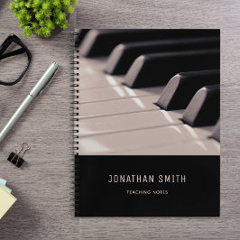 Cuaderno Piano Teaching Notes Black and White Classy