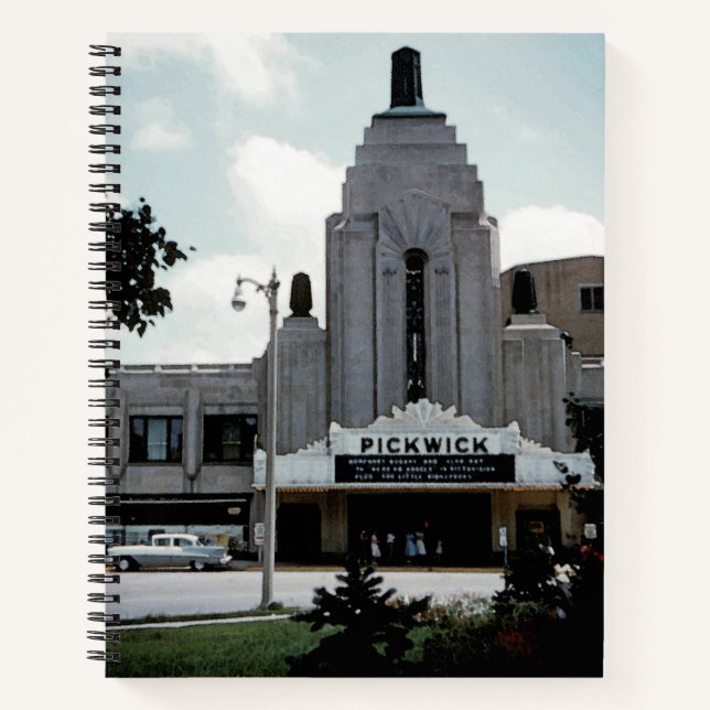 Cuaderno Pickwick Movie Theatre Park Ridge Watercolor Art (Anverso)
