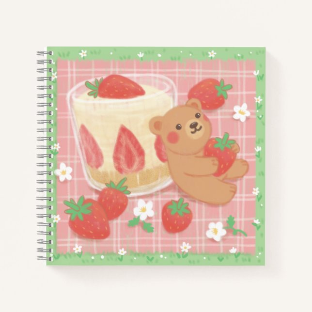 Cuaderno Pícnic de osito de peluche con fresas (Anverso)