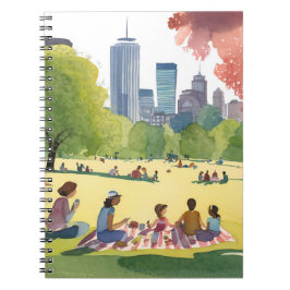 Cuaderno Pícnic en Boston Common | Pintura de Acuarela de V