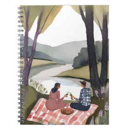Cuaderno Pícnic junto al lago | Pintura de acuarela de la n