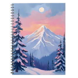 Cuaderno Picos de invierno susurrantes cielo rosa pastel de
