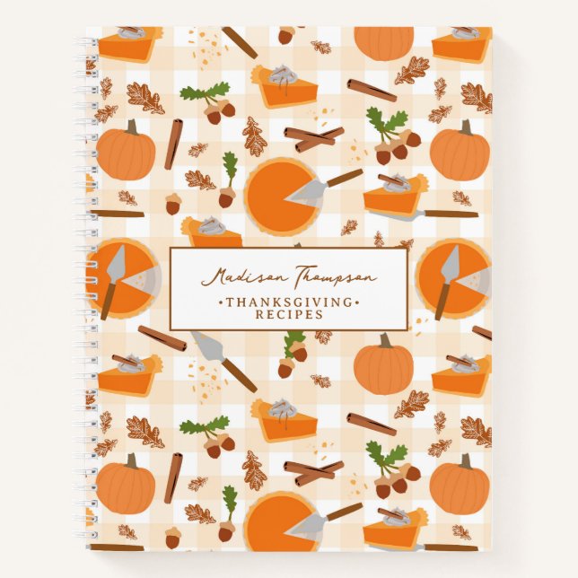 Cuaderno Pie de calabaza Receta de Acción de Gracias otoño  (Anverso)