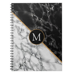 Cuaderno Piedra de mármol blanco negro - Su carta / año