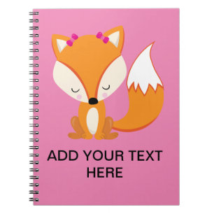 Cuaderno Piedra de texto personalizado de chica zorro linda