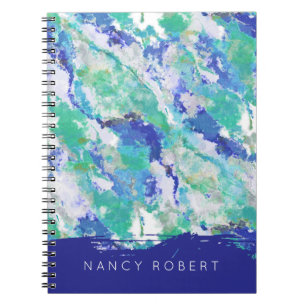 Cuaderno Piedra Natural de Ágata Azul Personalizada