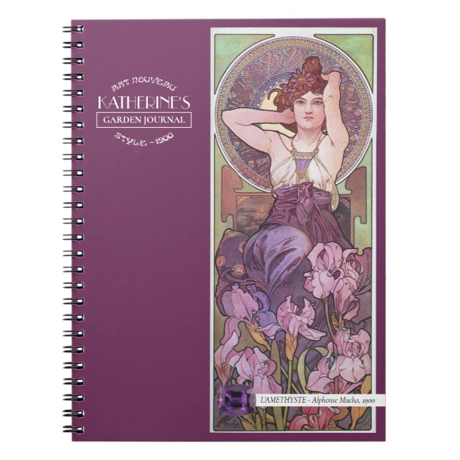 Cuaderno Piedras preciosas de Mucha sobre morado 2 (Frente)