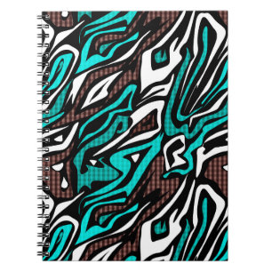 Cuaderno Piel de cebra abstracta sin foco piel azul moderno