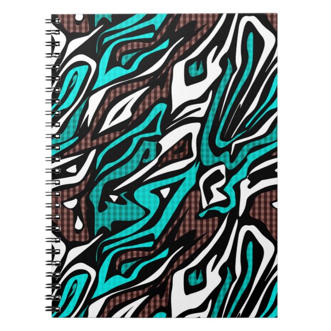 Cuaderno Piel de cebra abstracta sin foco piel azul moderno (Frente)