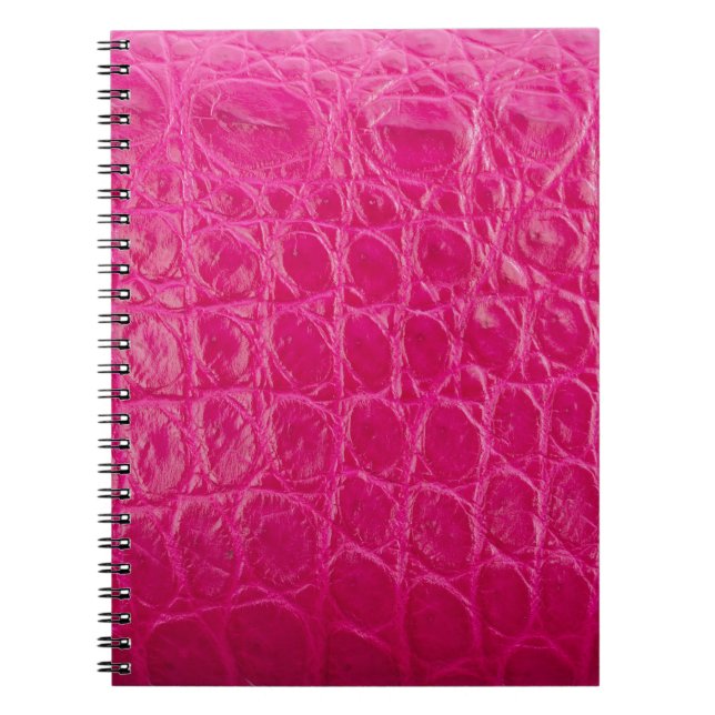 Cuaderno Piel de cocodrilo rosa, textura de cuero (Frente)