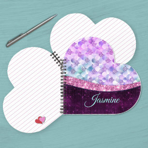 Cuaderno Piel de sirena rosa plateado falso brillo monogram