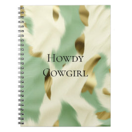 Cuaderno Piel de vaca blanco Mint Green Gold