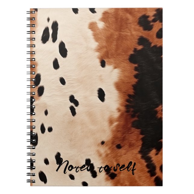 Cuaderno Piel de vaca de crema negra marrón (Frente)