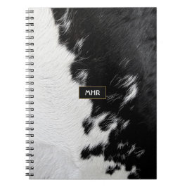 Cuaderno Piel de vaca de monograma Guay en blanco y negro