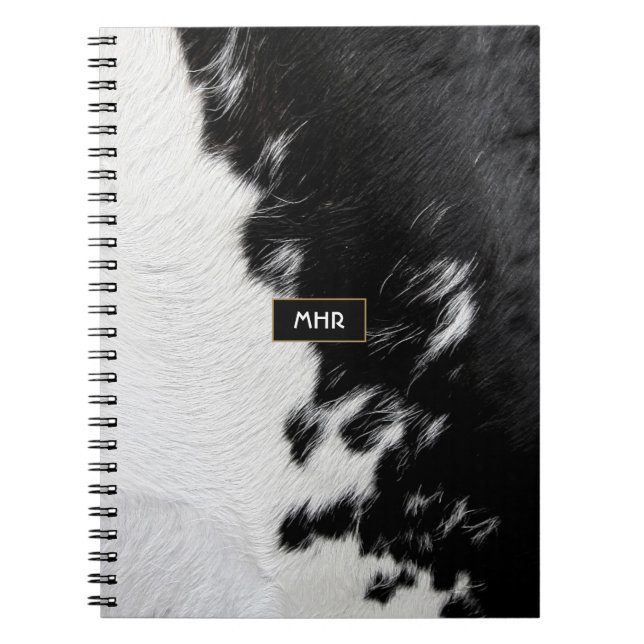 Cuaderno Piel de vaca de monograma Guay en blanco y negro (Frente)