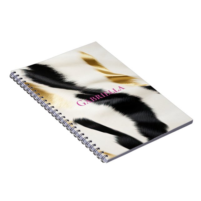 Cuaderno Piel de vaca de oro blanco negro (Lado Derecho)