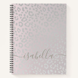 Cuaderno Piel Leopardo En Purpurina Plateado En Gradiente R