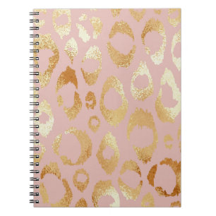 Cuaderno Piel leopardo, textura dorada rosa