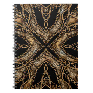 Cuaderno Piel leopardo y joyería de cadena